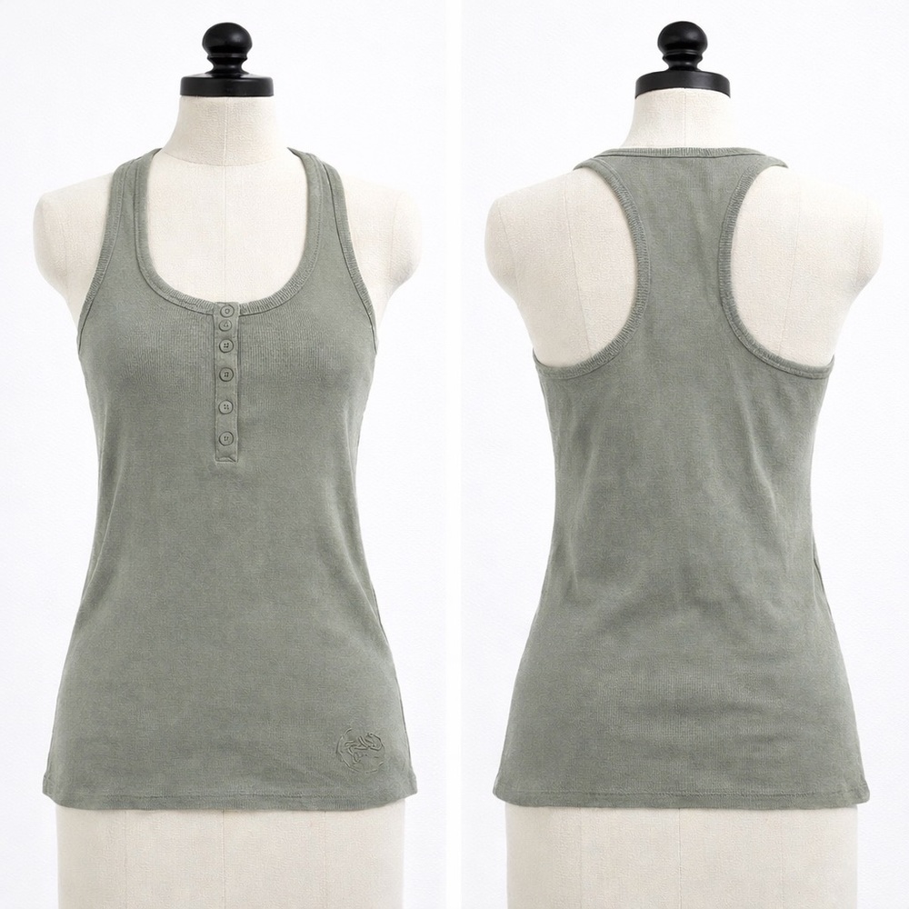 Vintage Parasuco Ribbed Racerback Tank Top Y2K Stretch Cotton Size S M L XL